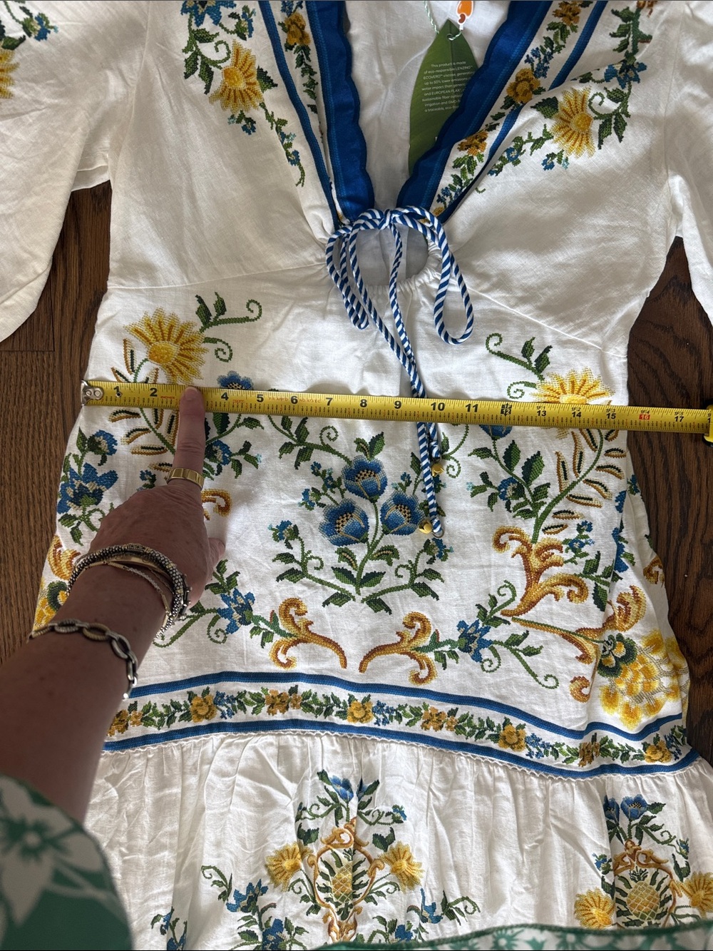 FARM Rio White Maxi Dress with Blue and Yellow Floral Embroidery - Picture 7 of 8